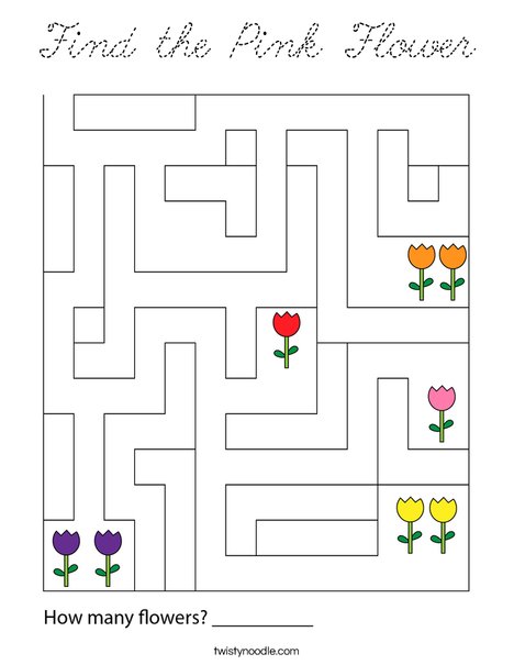 Find the Pink Flower Coloring Page