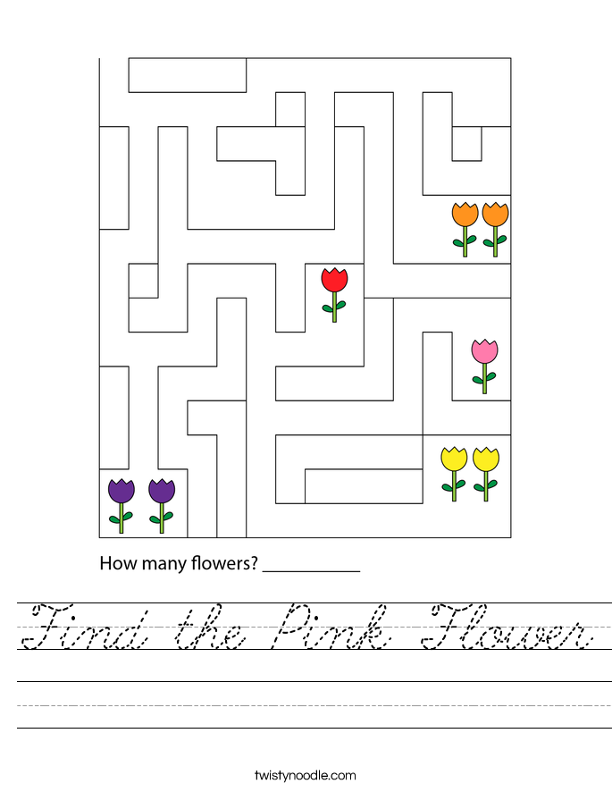 Find the Pink Flower Worksheet