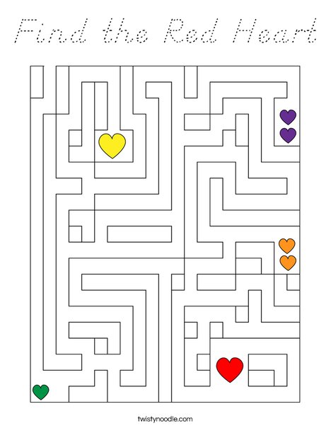 Find the Red Heart Coloring Page