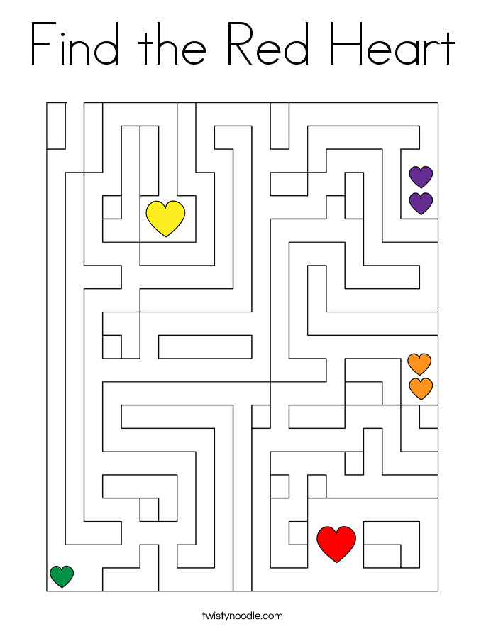 Find the Red Heart Coloring Page