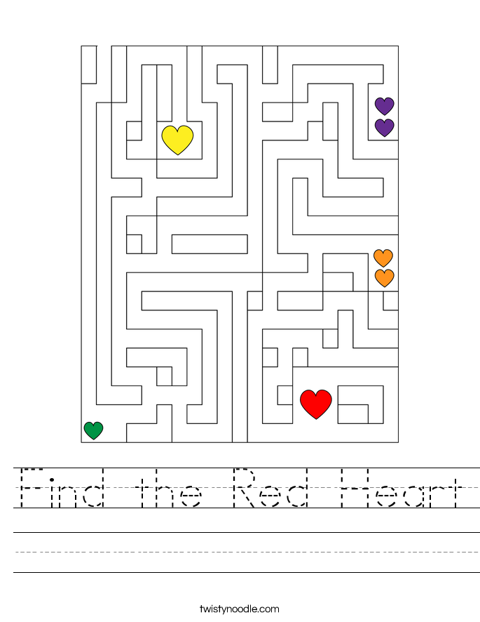 Find the Red Heart Worksheet