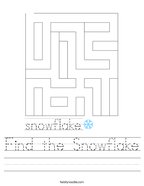 Find the Snowflake Handwriting Sheet