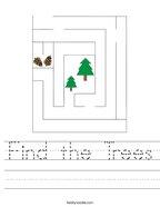 Find the Trees Handwriting Sheet