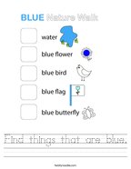 Find things that are blue Handwriting Sheet