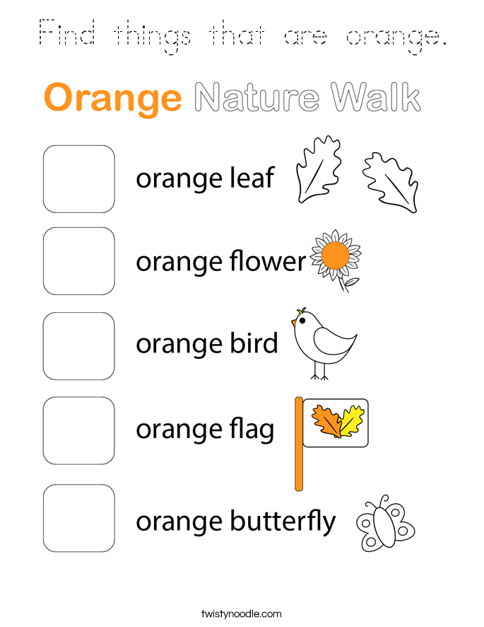Find things that are orange. Coloring Page