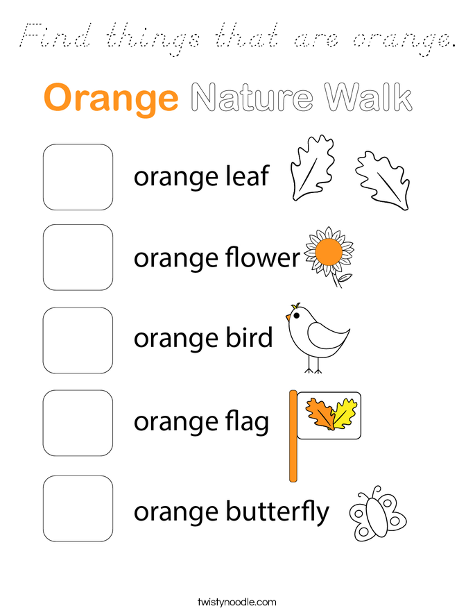 Find things that are orange. Coloring Page