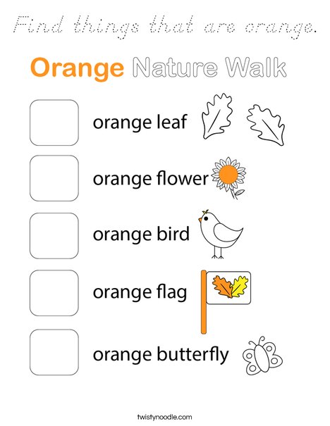 Find things that are orange. Coloring Page