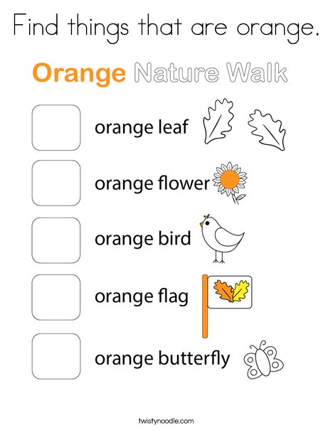 Find things that are orange. Coloring Page