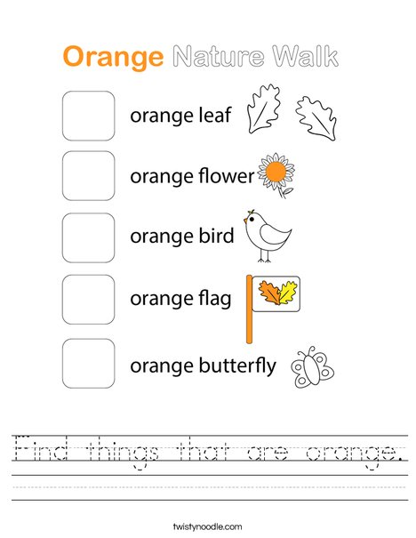 Find things that are orange. Worksheet