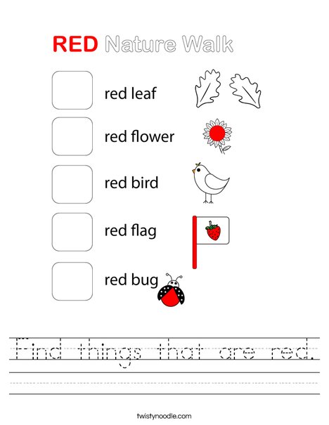 Find things that are red. Worksheet