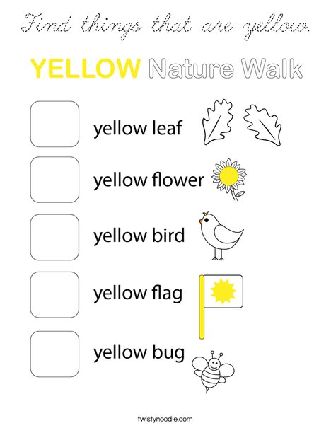 Find things that are yellow. Coloring Page