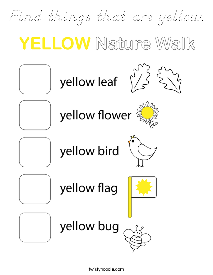 Find things that are yellow. Coloring Page