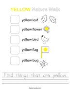 Find things that are yellow Handwriting Sheet