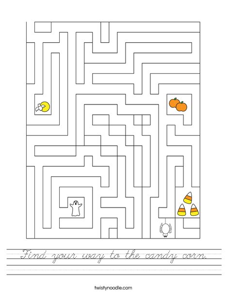 Find your way to the candy corn. Worksheet