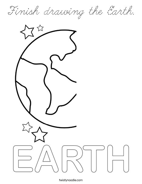Finish drawing the Earth. Coloring Page