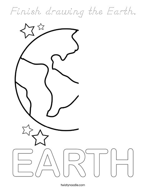 Finish drawing the Earth. Coloring Page