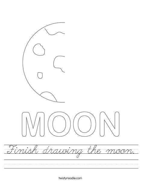 Finish drawing the moon. Worksheet