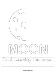 Finish drawing the moon Handwriting Sheet