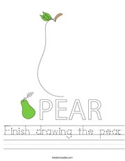 Finish drawing the pear Handwriting Sheet