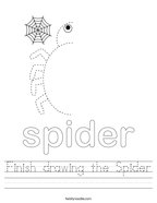 Finish drawing the Spider Handwriting Sheet