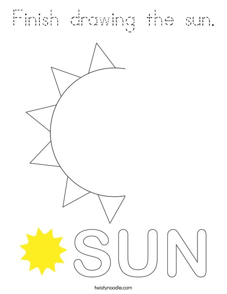 Finish drawing the sun. Coloring Page