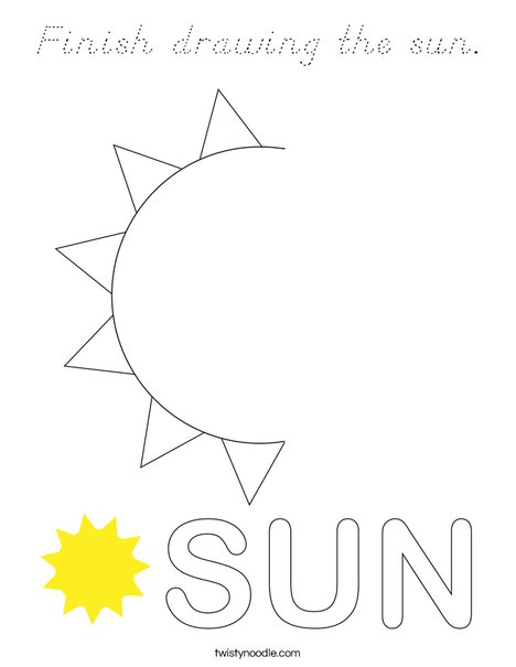 Finish drawing the sun. Coloring Page