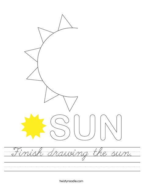 Finish drawing the sun. Worksheet