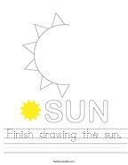 Finish drawing the sun Handwriting Sheet
