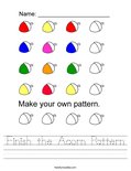 Finish the Acorn Pattern Worksheet