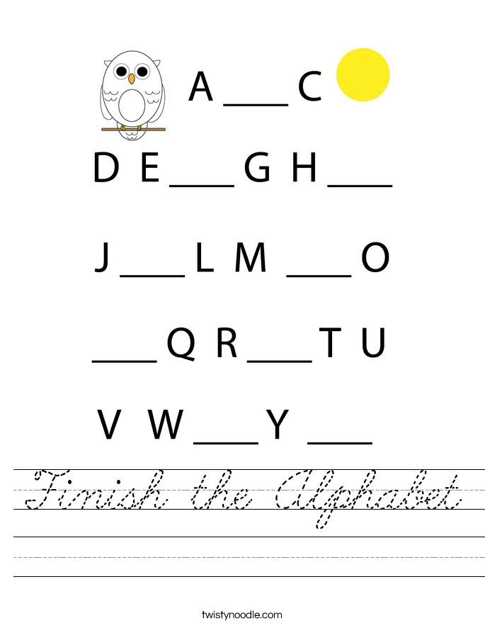 Finish the Alphabet Worksheet
