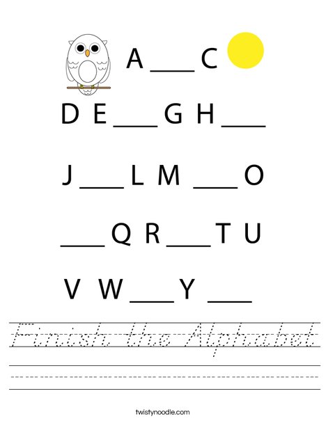 Finish the Alphabet. Worksheet