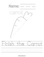 Finish the Carrot Handwriting Sheet