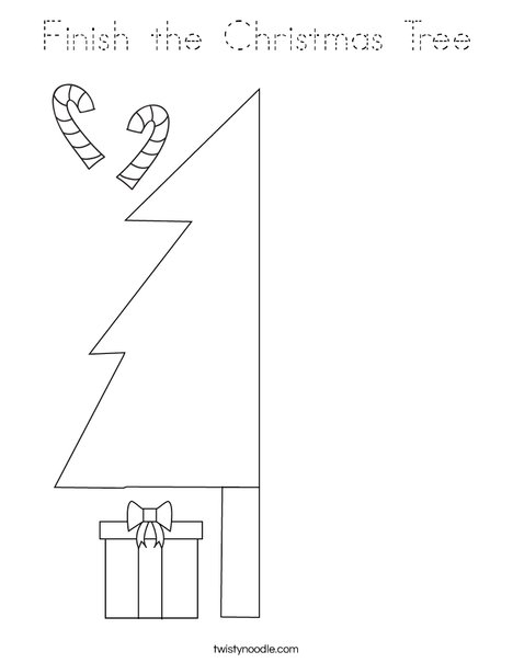 Finish the Christmas Tree Coloring Page