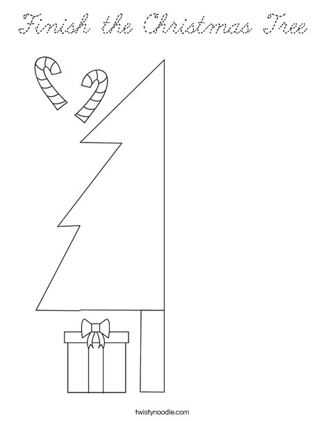 Finish the Christmas Tree Coloring Page