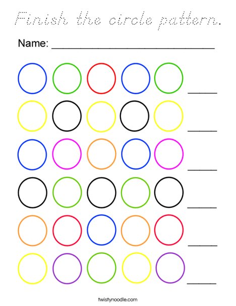 Download Finish the circle pattern Coloring Page - D'Nealian - Twisty Noodle