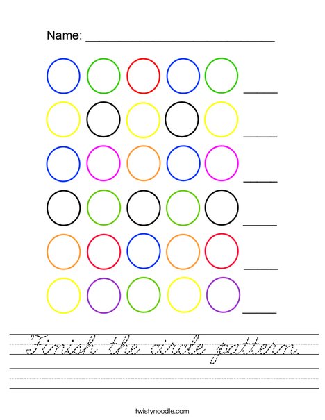 Finish the circle pattern Worksheet