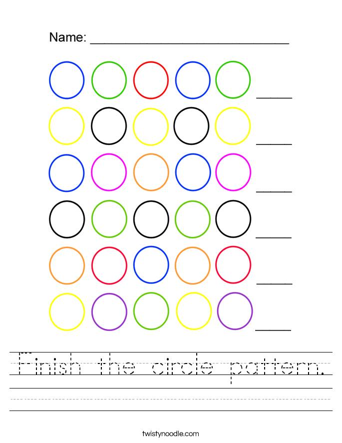 Finish the circle pattern. Worksheet