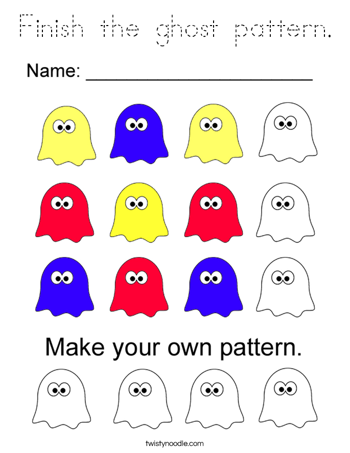 Finish the ghost pattern. Coloring Page
