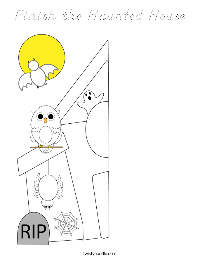 Finish the Haunted House Coloring Page