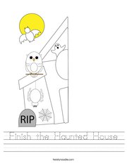 Finish the Haunted House Handwriting Sheet