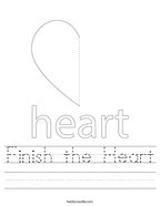 Finish the Heart Handwriting Sheet