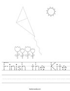 Finish the Kite Handwriting Sheet