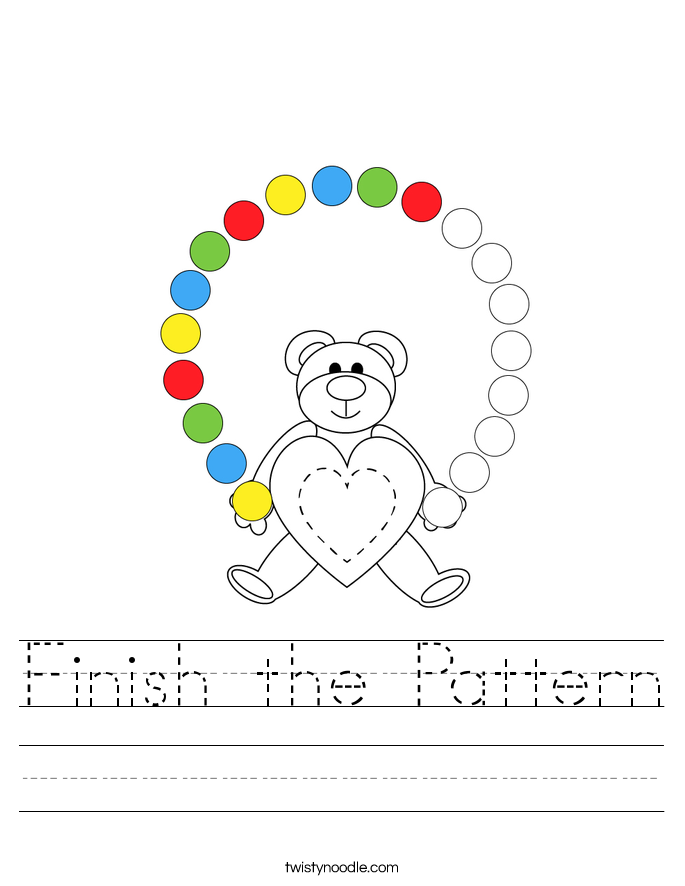 Finish the Pattern Worksheet Twisty Noodle Finish the Pattern Worksheet Twisty Noodle