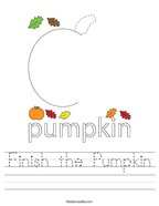 Finish the Pumpkin Handwriting Sheet