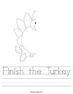Finish the Turkey Handwriting Sheet