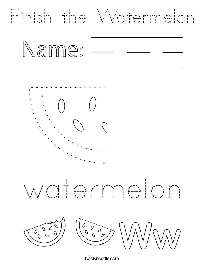 Finish the Watermelon Coloring Page
