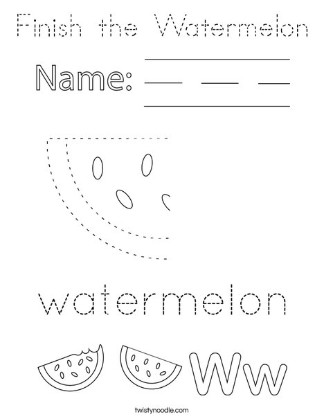 Finish the Watermelon Coloring Page