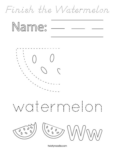 Finish the Watermelon Coloring Page