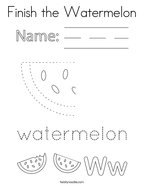 Finish the Watermelon Coloring Page