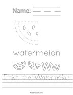 Finish the Watermelon Handwriting Sheet